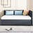 Upholstered Daybed With Gray Linen Cover And Storage, No Box Spring. Bed Frame For A Peaceful Bedroom 2 Storage Compartments, Linen. Without Spring Night's Sleep-1142162965