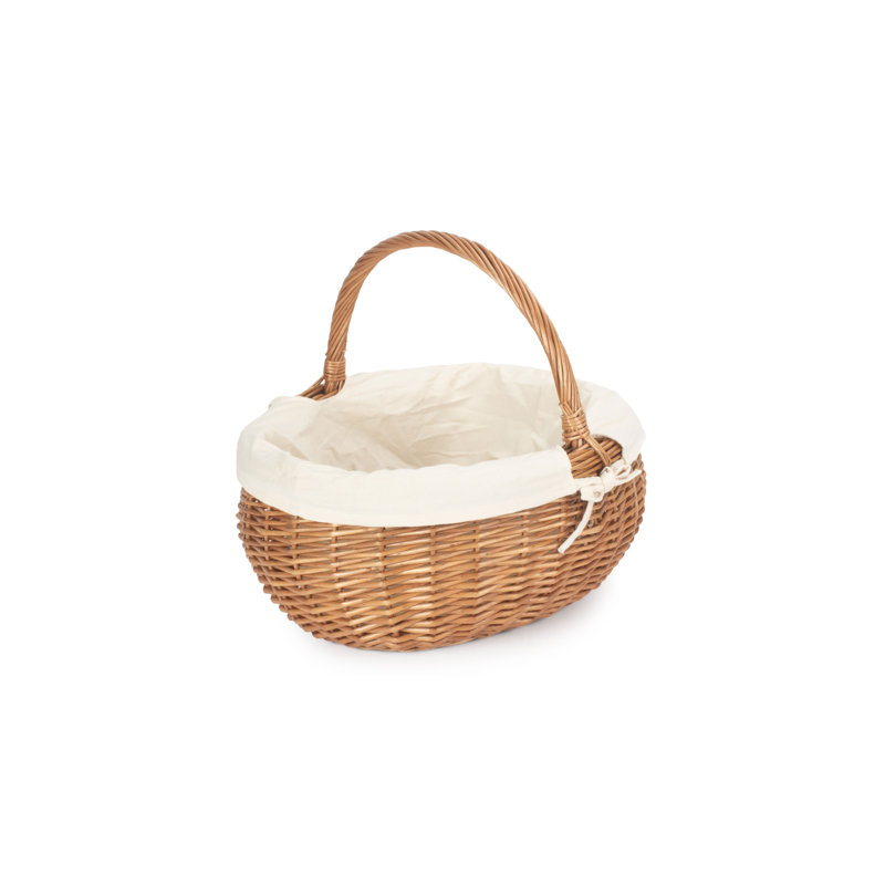 Wicker Lined Shopper Basket, Brown, 41cm H x 41cm W x 46.5cm D