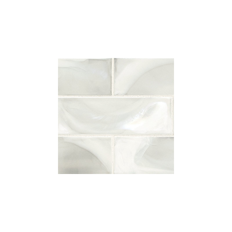 Nacre Blanc Subway 12 in. x 15 in. Glossy Glass Mosaic Wall Tile