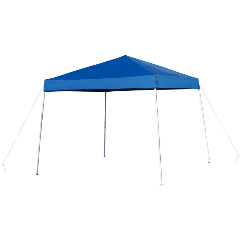 Lennon 8' x 8' Pop Up Canopy Tent and 6 Ft. Bi-Fold Table with Carrying Handle, Blue, 94" W x 94" D