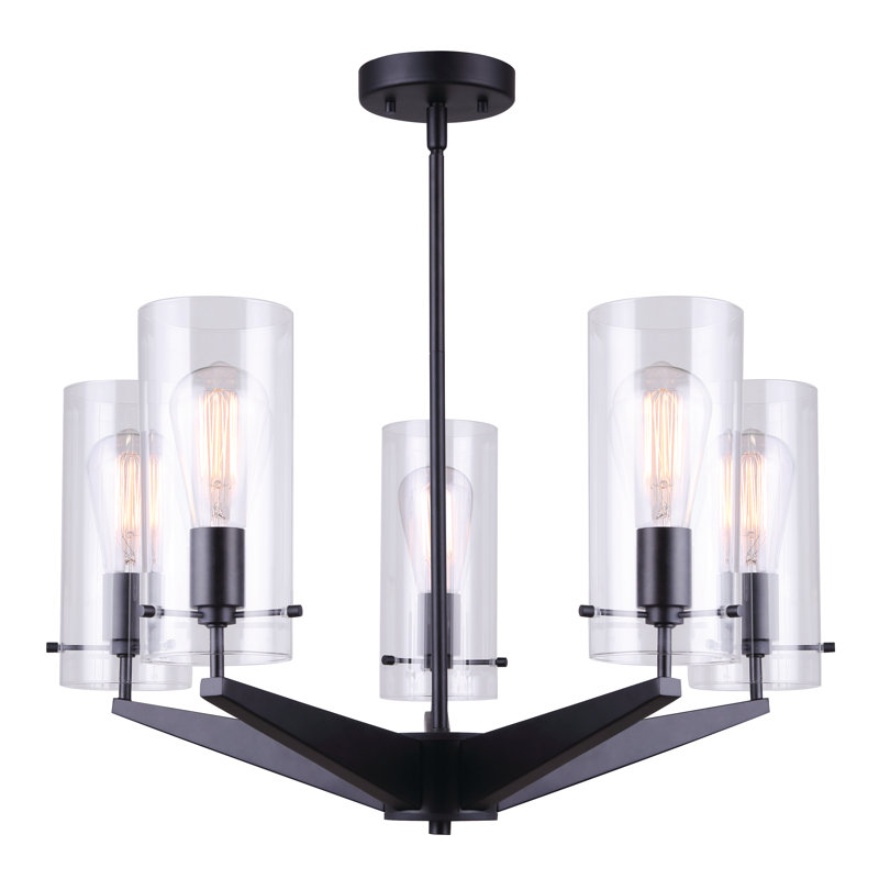 Lustre classique/traditionnel ombré 5 lumières Omak, Noir
