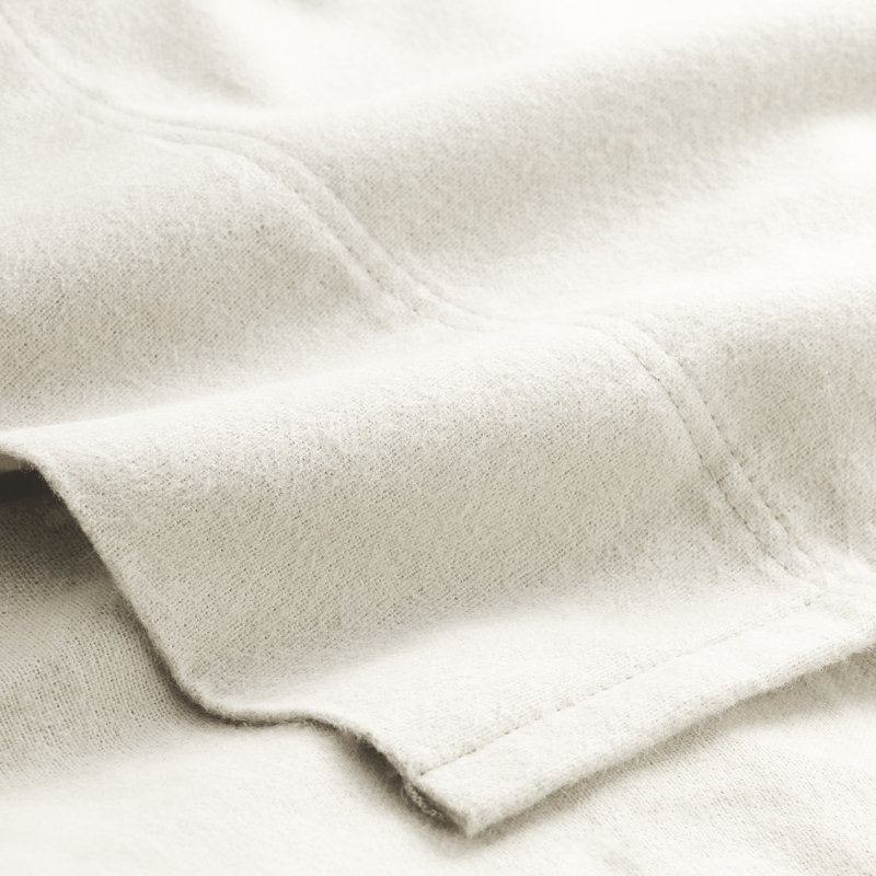 Organic 100% Cotton Flannel Sheet Set, Queen Sheet Set with 2 Pillowcases, Cream