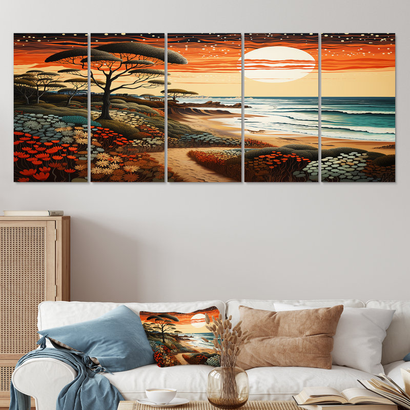 Rhinehart - Beach Wall Art For Living Room 5 pièces, H 28 po x l 60 po