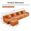 Canapé en L sans siège à 4 places, tissu en peluche sans assemblage requis, accoudoir incurvé, conception antidérapante, méridienne d'assemblage, aspirateur à compression haute densité en éponge 32D, pour salons, vert-137657830-137657834