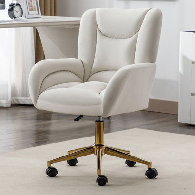 Chaise pivotante en tissu de velours 24,41 pouces à 360 degrés avec base en métal doré