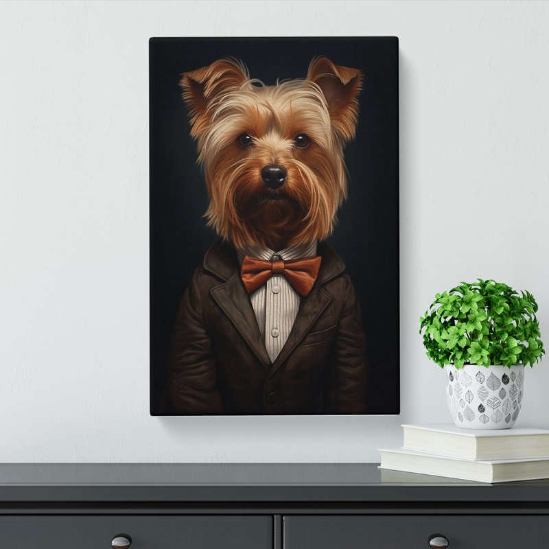 Yorkshire Terrier in a Suit Painting No.4 - Wrapped Canvas, 76cm H x 50cm W x 3cm D