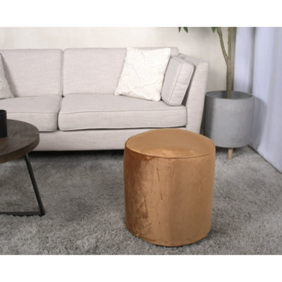 Pouf cylindrique en velours abricot, plancher et 16 x 16 x 16, capacité de poids de 200 lb, nettoyer les taches seulement, coussin de rembourrage, velours, 16 po x 16 po x 16 po, limite, propre, rembourrage