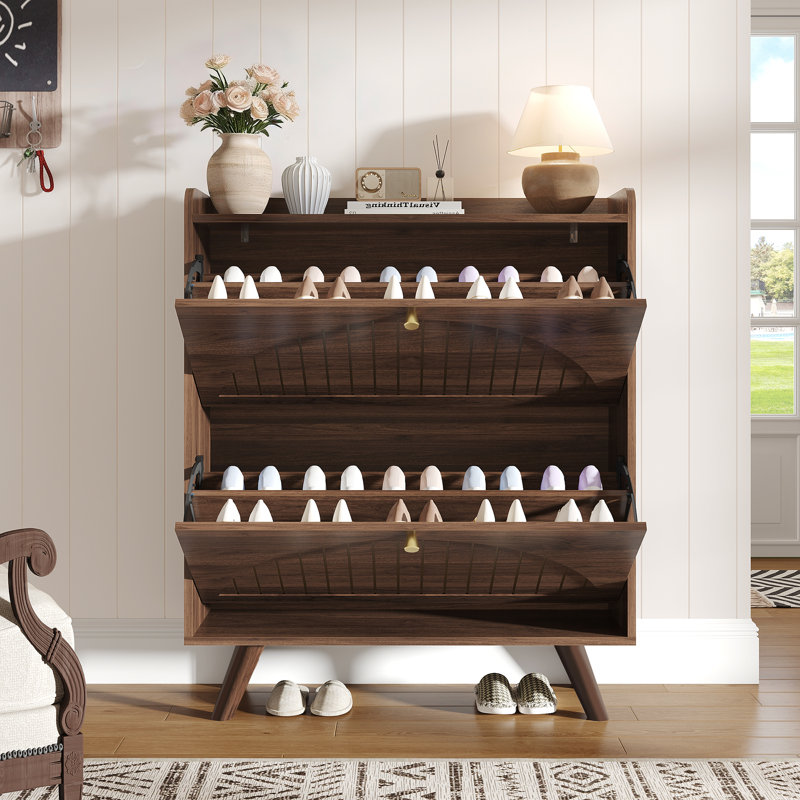 16 Pair Shoe Storage Cabinet, 35.4" H x 31.5" W x 9.4" D