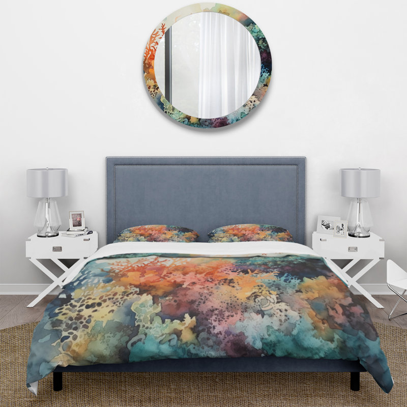 Ensemble de housse de couette en microfibre / polyester Vibrant Coral Reef I