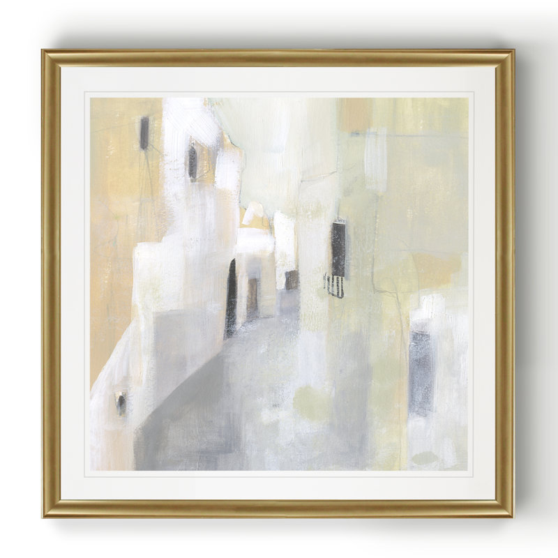 Pausa I, peinture sur toile, Cadre doré, H 30 po x l 30 po x P 1,5 po