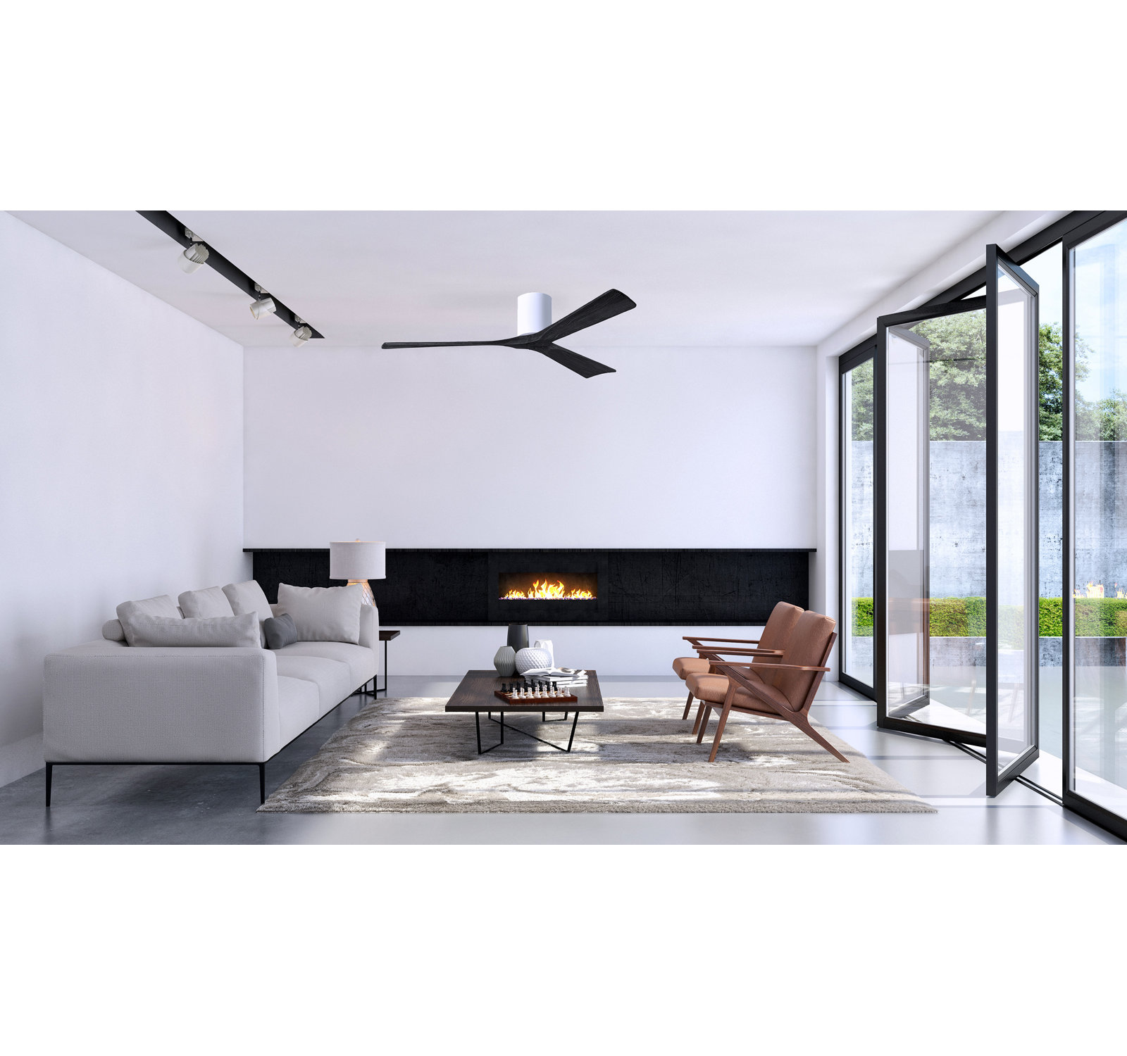 Olivier 3 Blade Ceiling Fan, Gloss White, Matte Black, 60"