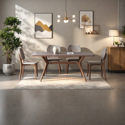 Rectangular rock slab dining table