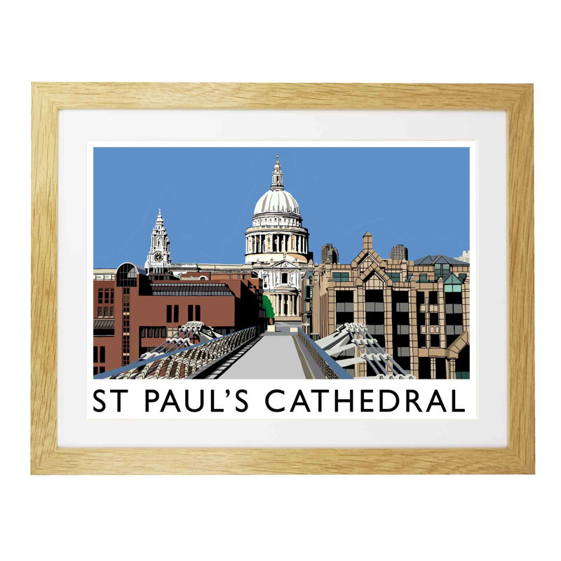 St Pauls Cathedral 1 Piece Wall Art, 33.5 cm H x 43.5 cm W x 2.2 cm D, Oak Wood Frame