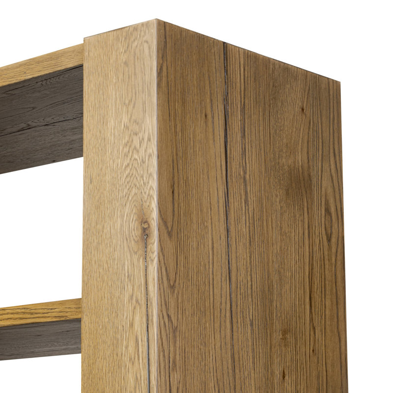 Fisher Bookcase-Smoked Black Veneer, Rustic Amber Oak Veneer