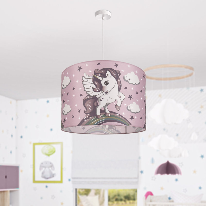 Reegan 1-Light Drum Pendant, Pink