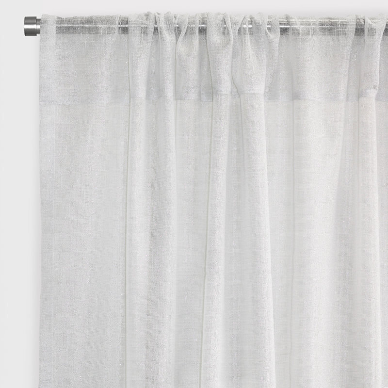 Morocco Sheer Curtains / Drapes, White, 54" W x 84" L