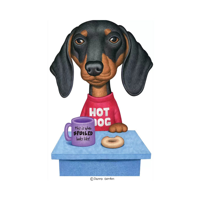 Black And Tan Dachshund Coffee by Danny Gordon - Wrapped Canvas Gallery-Wrapped Canvas Giclée, 20.32 cm H x 30.48 cm W