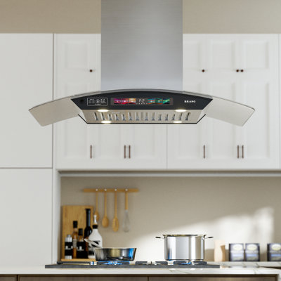 Hotte de cuisine à hotte murale 36 pouces en acier inoxydable 900cfm avec 2 lumières DEL