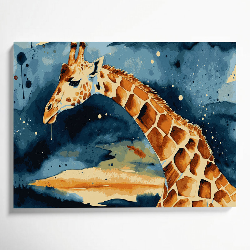 Faune girafe sur toile, art mural gris, H 20 po x l 24 po