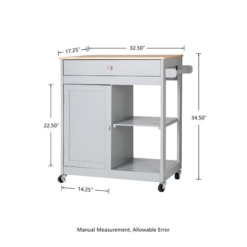 Laurel Foundry Modern Farmhouse Nagata Rubber Wood Kitchen Cart ...