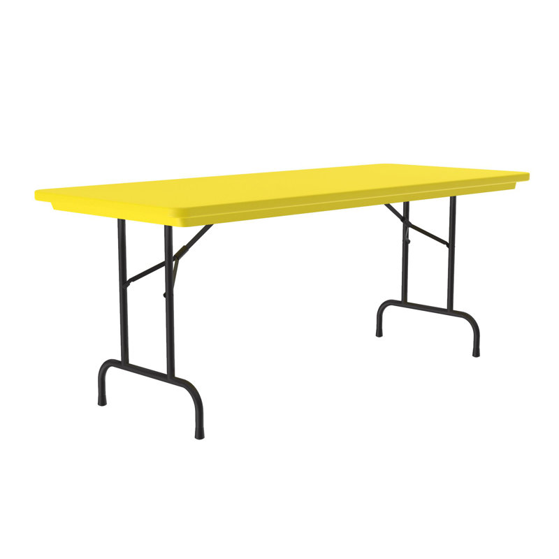 Table pliante rectangulaire en plastique, H 29 po x L 60 po x l 30 po, Jaune