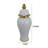 Risy Covered Jar, Gold Finial, White Curved Ceramic Base-112748769