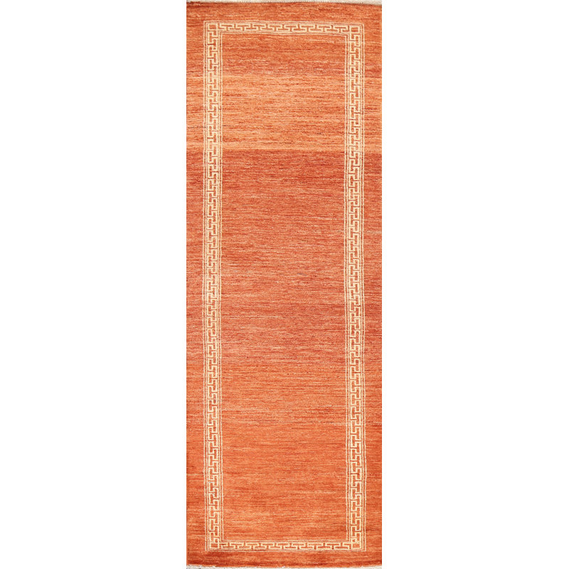 Tapis de couloir oriental orange 3 x 9 Gabbeh