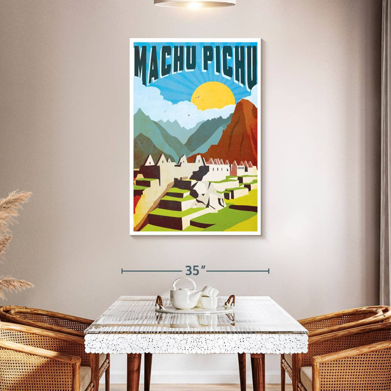 Affiche rétro du Machu Picchu, H 48 po x l 32 po