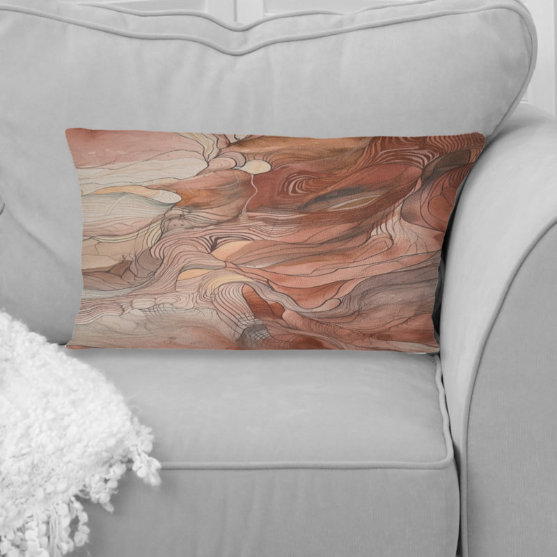 «Chocolate Dreams» Terra Cotta Watercolor - Coussin décoratif avec peinture abstraite