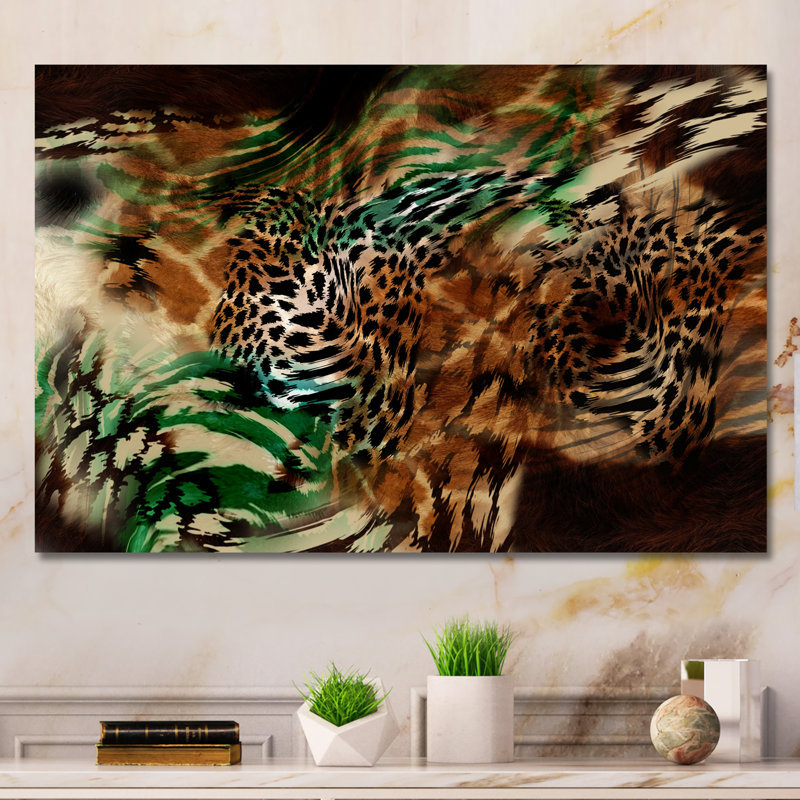 Léopard et tigre VII - décoration murale moderne encadrée, H 12 po x l 20 po x P 1 po, Toile tendue