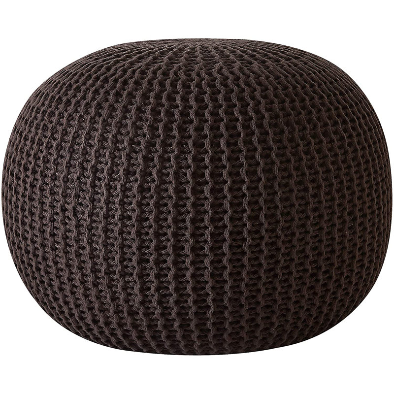Pouf rond 18 po Bramble, Brun
