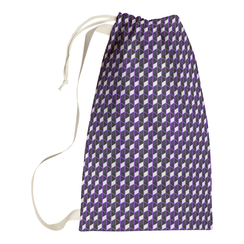 Sac à linge à rayures géométriques, Grand (H 76,5 po x l 29,5 po x 1,5 po), Mauve foncé