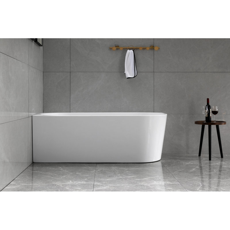 Baignoire autoportante en acrylique de 67 pouces en blanc brillant