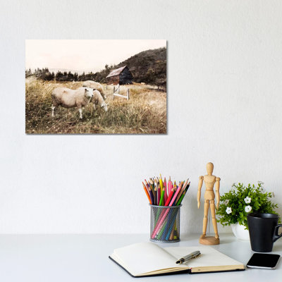 Sheep In The Meadow by Bluebird Barn - Wrapped Canvas Print