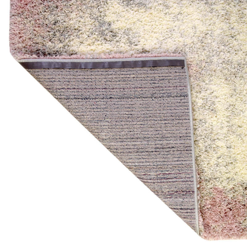 Tapis de couloir gris / ivoire en polypropylène tissé à la machine 2 pi x 6 pi, Carré 7 pi 10 po