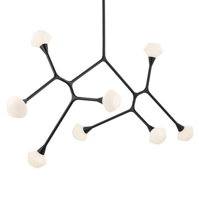 Convertible Modern Adjustable Chandelier with Opal Glass