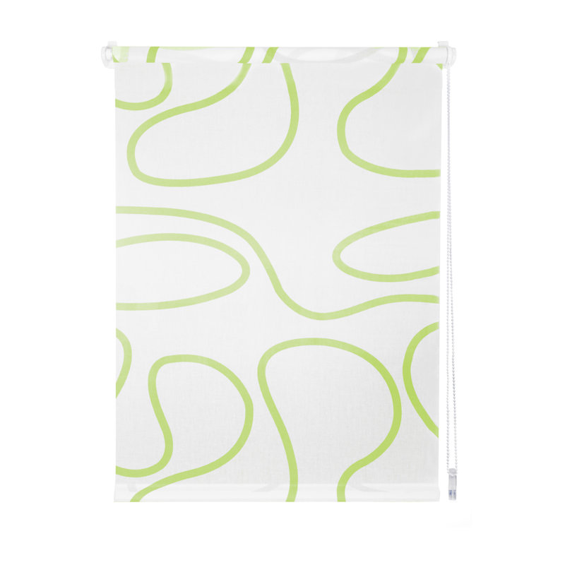 Domo Cap Room Darkening Roller Blind, White and green, 160cm L x 100cm W