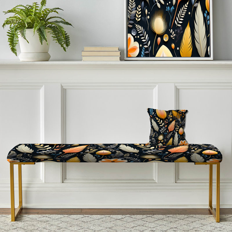 Banc à plumes floral jaune et gris