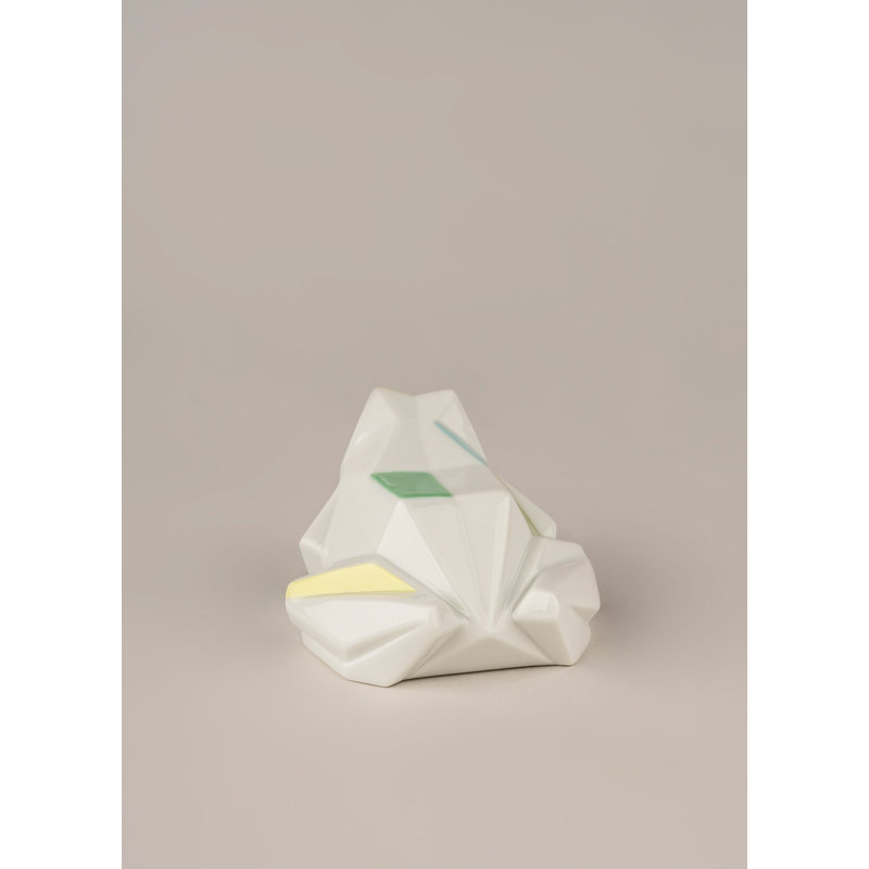Origami Frog Figurine, Green/White