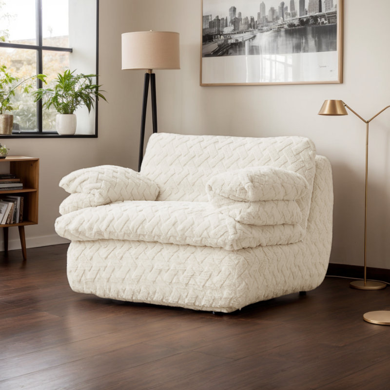 Swivel Recliner Chair with Ottoman,Full Compression Support and 360° Rotation,White
