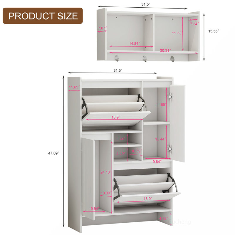 Versatile Narrow Shoe Cabinet with Multiple Storage Options for Home Organization