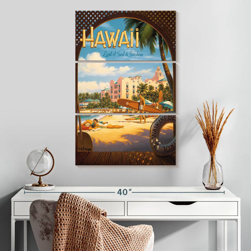 Gillard Hawaii, terre de surf et de soleil, H 32 po x l 20 po