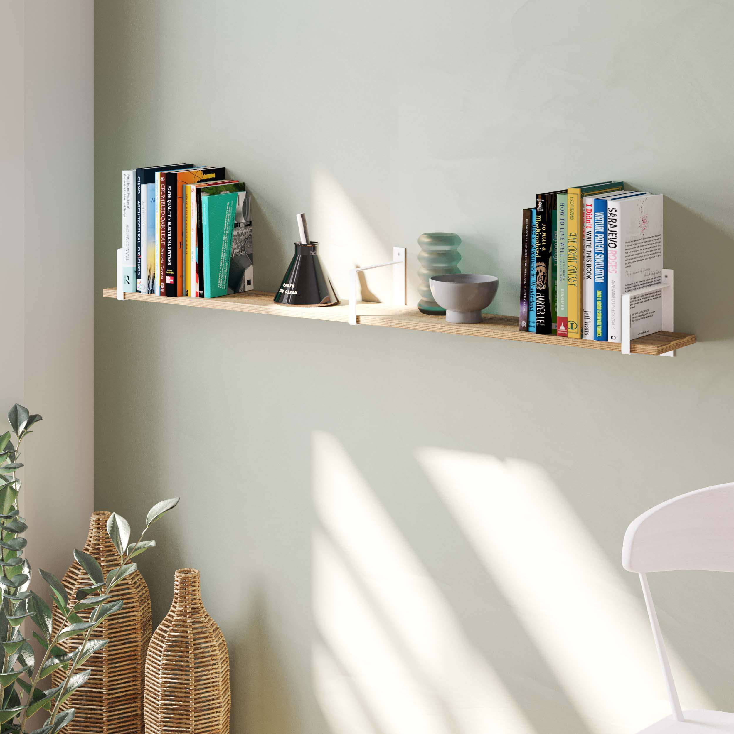 Ebern Designs 48 inch Wall Mount Shelf, Book Shelves for Living Room