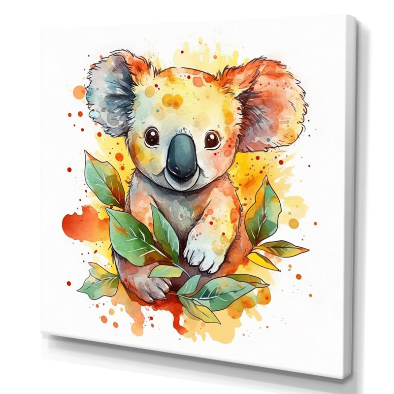 Adorable bébé koala sur toile, H 16 po x l 16 po, Toile tendue