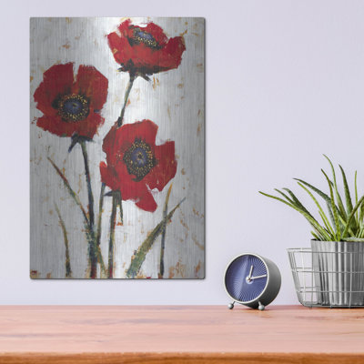 Luxe métal Art «Red Poppy Fresco II» par Tim O'Tool «Luxe métal Art« Red Poppy Fresco II »par Tim O'Toole, art mural en métal, 12 po x 16 po par Tim O'Toole