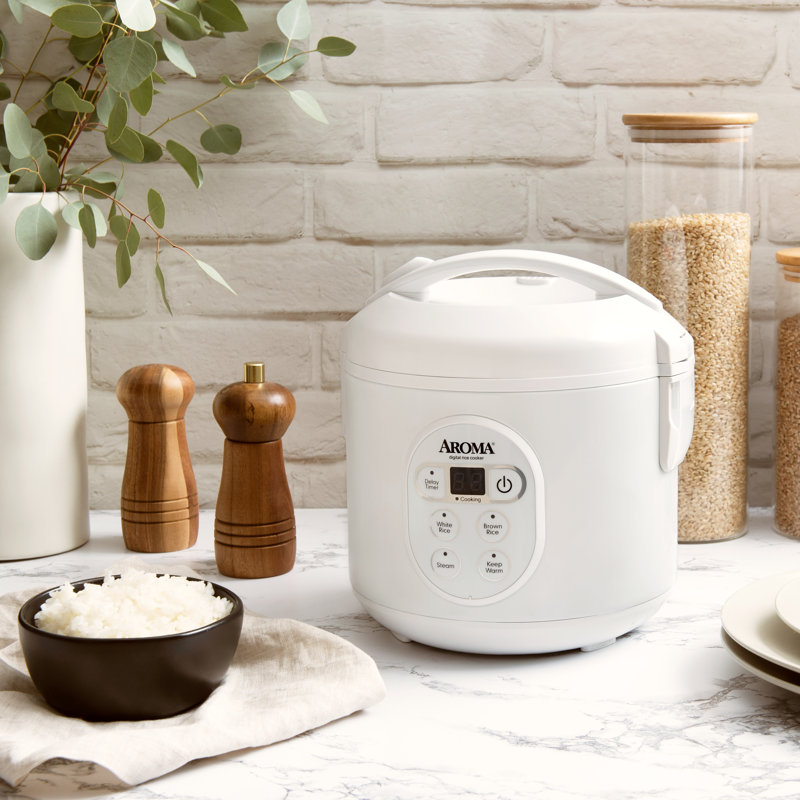 AROMA Digital Rice Cooker, 4-Cup (Uncooked) / 8-Cup (Cooked), Steamer, Grain Cooker, 2 Qt, ARC-914D
