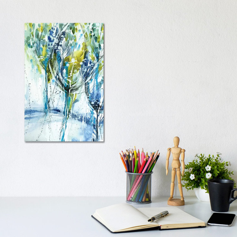 Blue Trees 1 Piece Wrapped Canvas Painting, 20.32 cm H x 30.48 cm W