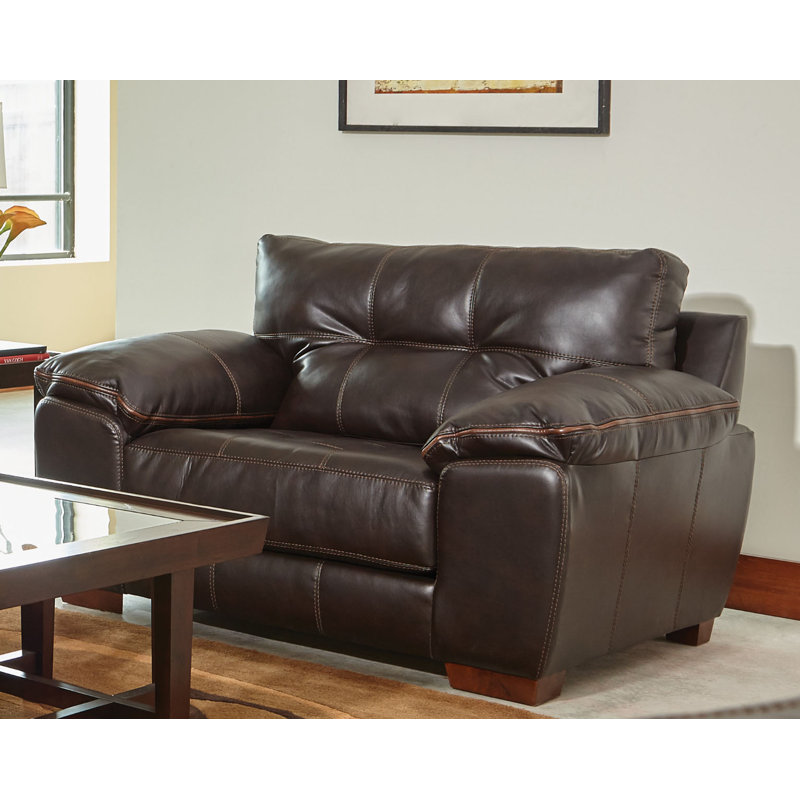 Bertold 61'' Wide Armchair, Chocolate Faux Leather