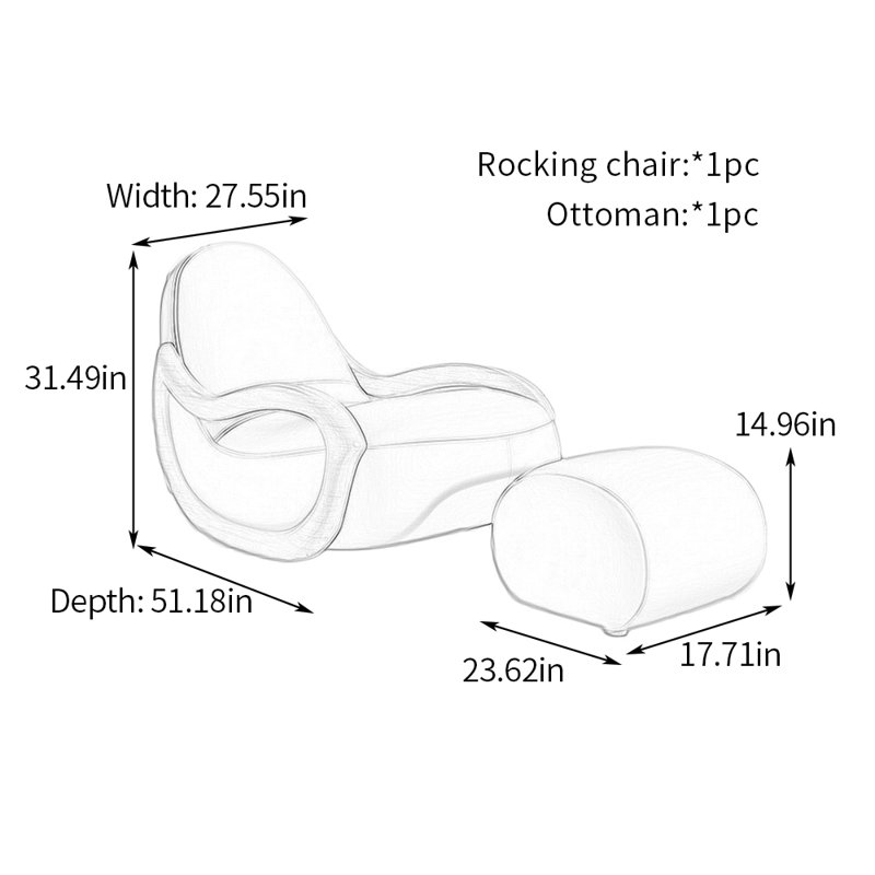 Chaise berçante en bois massif, Beige