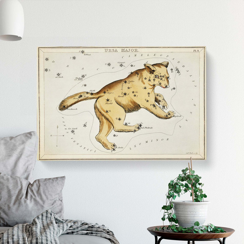 Astronomical Chart of the Ursa Major Constellation - Wrapped Canvas Painting Pint - Wrapped Canvas, 40cm H x 60cm W x 3cm D